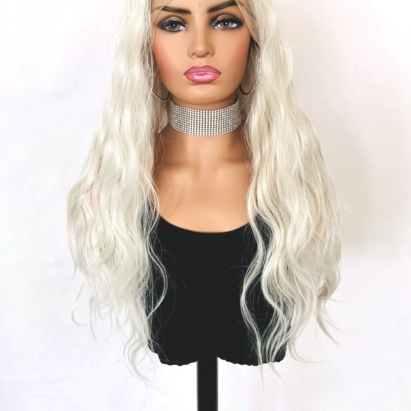 Very Pretty 24” Platinum Blonde 13x2.5 Lace Front Premium Fiber Wig - Picture 6 of 16